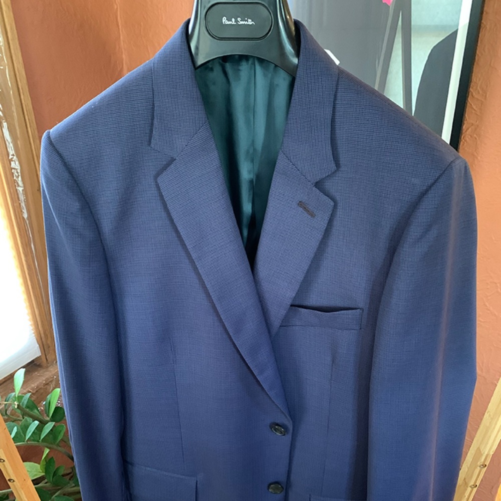 Paul Smith lightweight wool Blazer tiny houndstooth Navy 40R